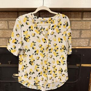 Dalia Lemon Print Blouse - White and Yellow